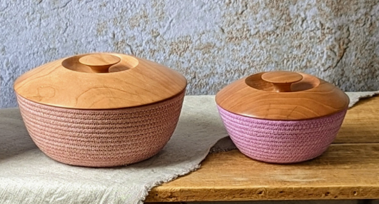 Rondo Rope Basket w/ Wooden Lid