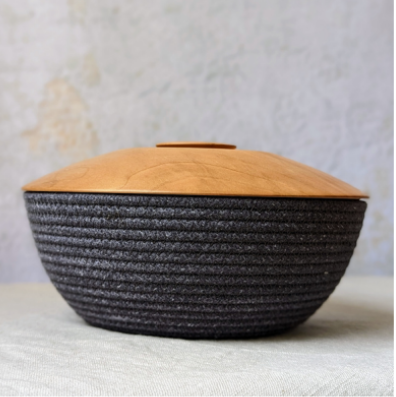 Rondo Rope Basket w/ Wooden Lid