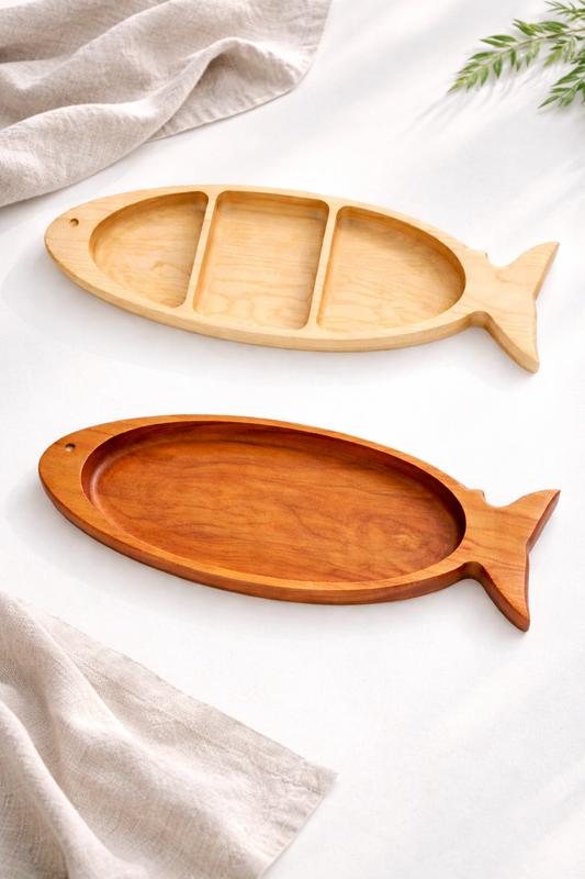 Fish Catch-all Tray: One compartment / Cherry wood