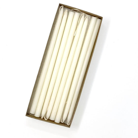 10" Unscented Hand Dipped Tiny Taper Candles - Shell White