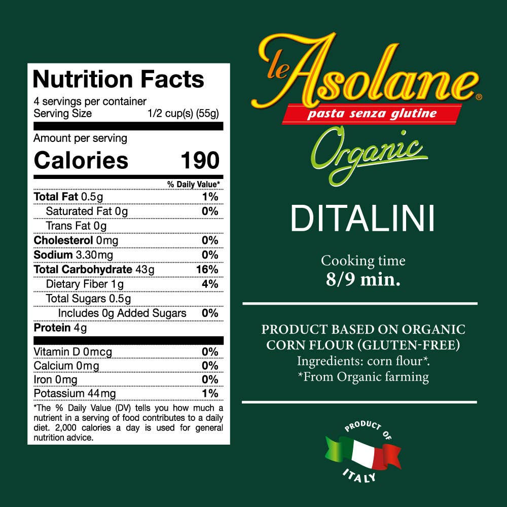 Le Asolane Organic Gluten Free Ditalini Pasta