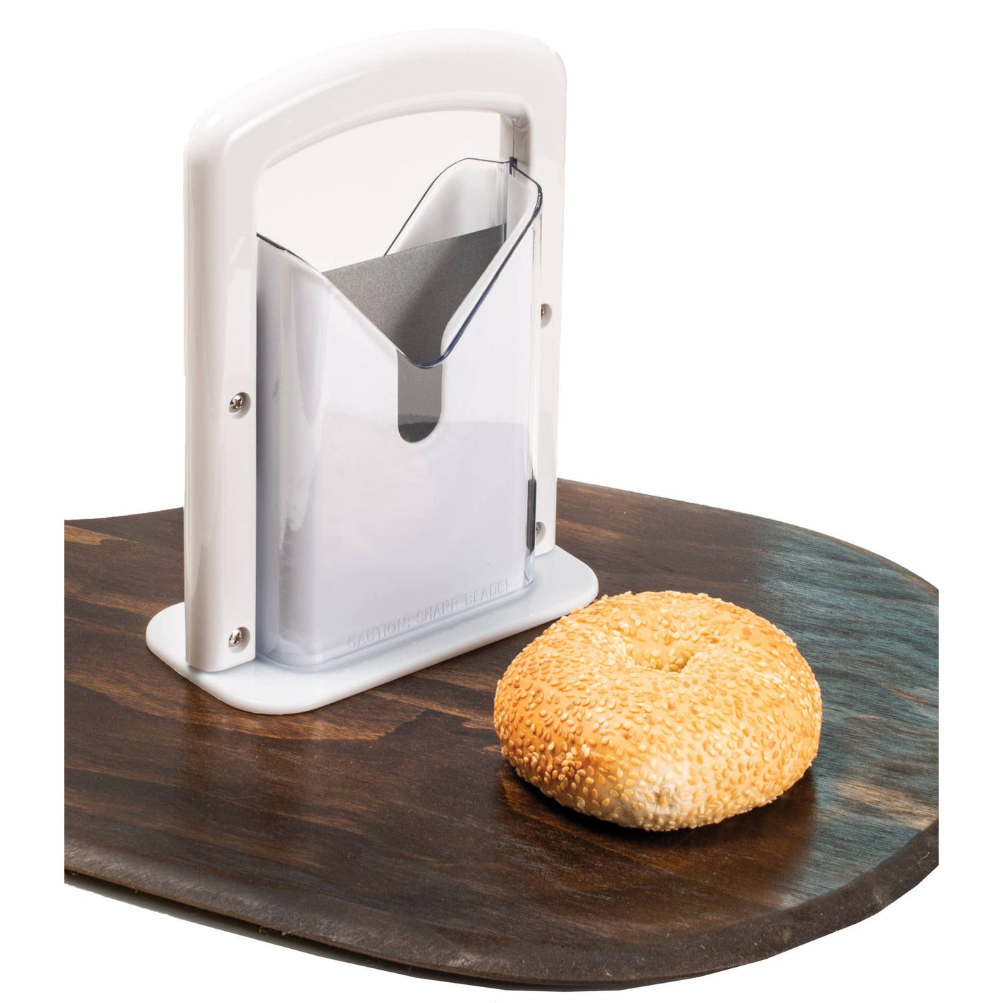 HIC Kitchen Safe Grip Bagel Slicer, Guillotine-Style