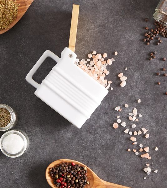 White Stoneware Salt Box