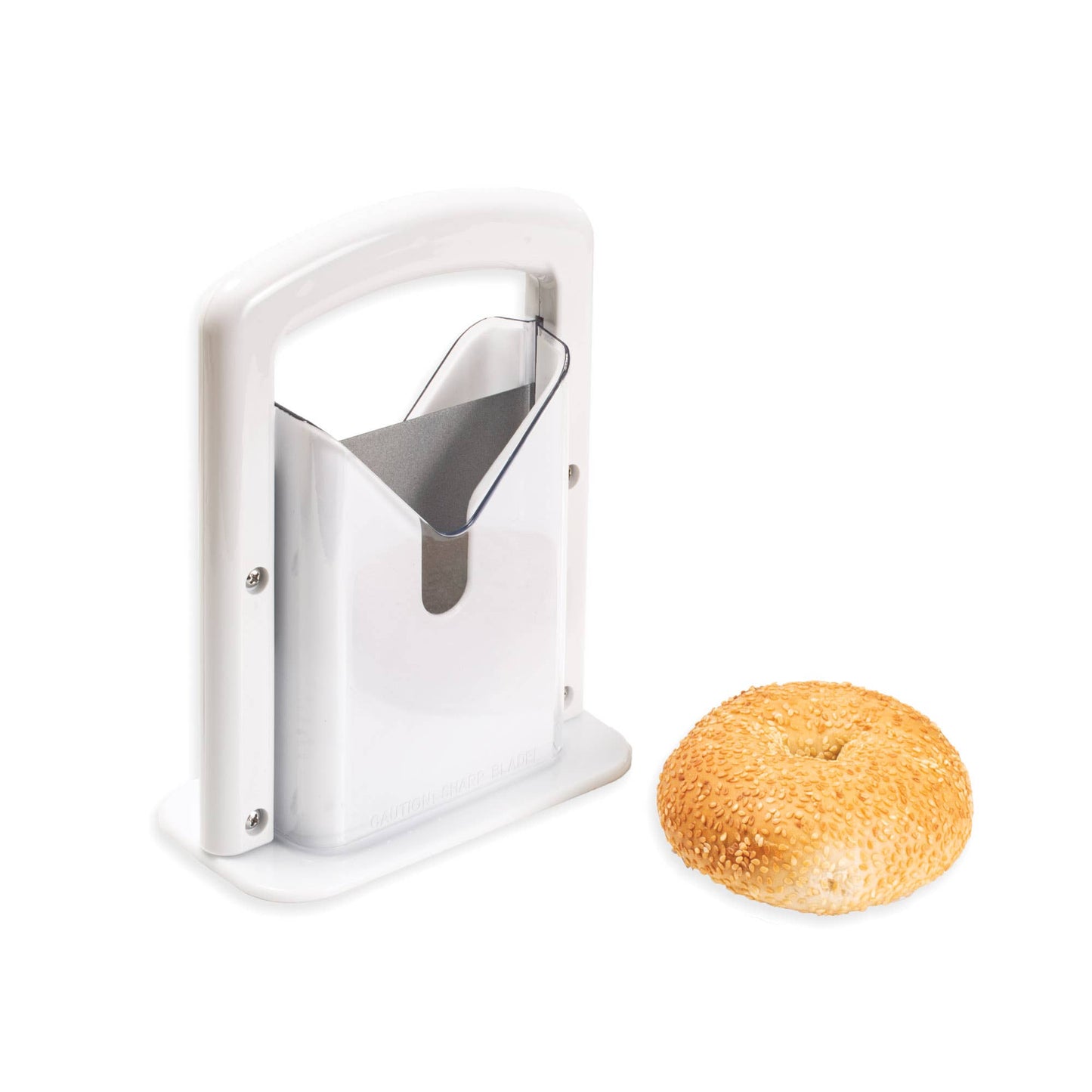 HIC Kitchen Safe Grip Bagel Slicer, Guillotine-Style