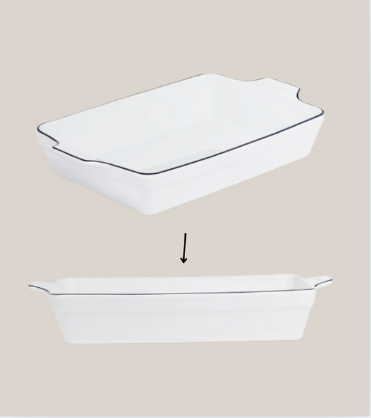 Rectangular Baking Dish - Navy Rim 9x13