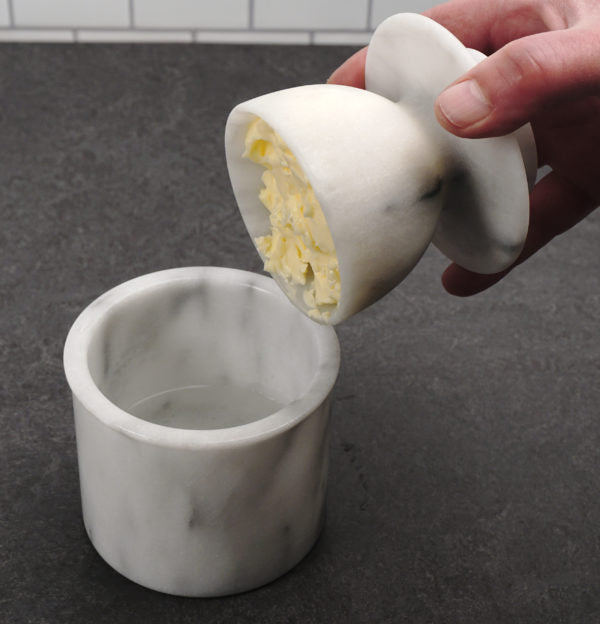 White Marble Butter Pot